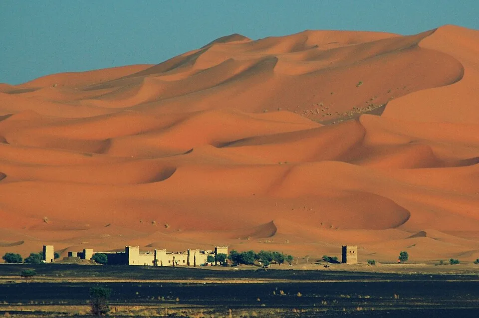 Erg Chebbi dunes at sunrise near Merzouga
