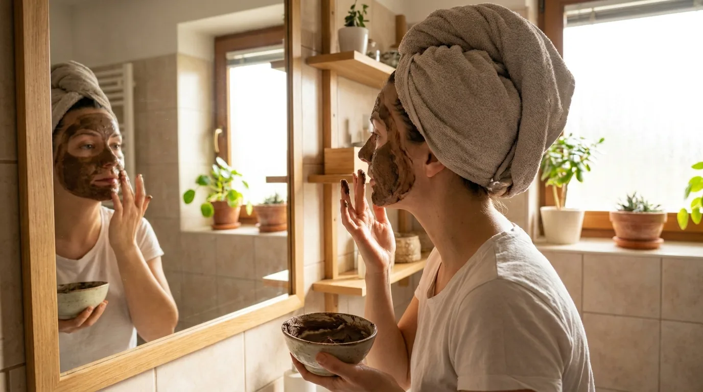 Moroccan ghassoul clay mask — a traditional hammam optional extra applied after the kessa scrub