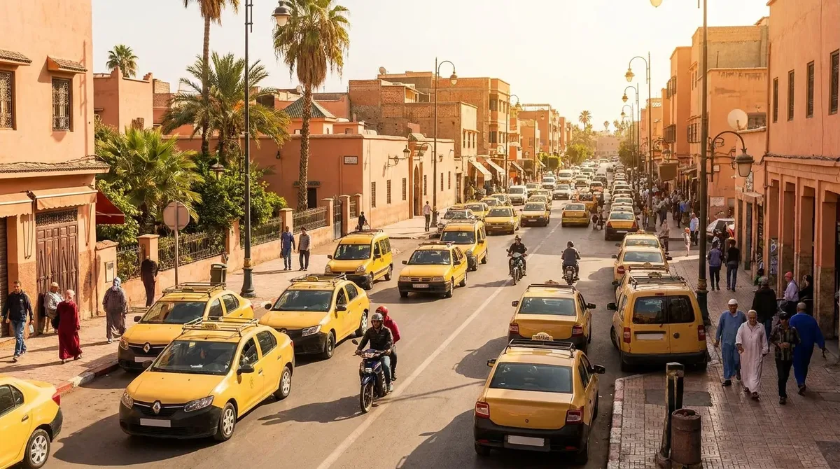 Moroccan grand taxi — the shared long-distance taxi network connecting cities across Morocco